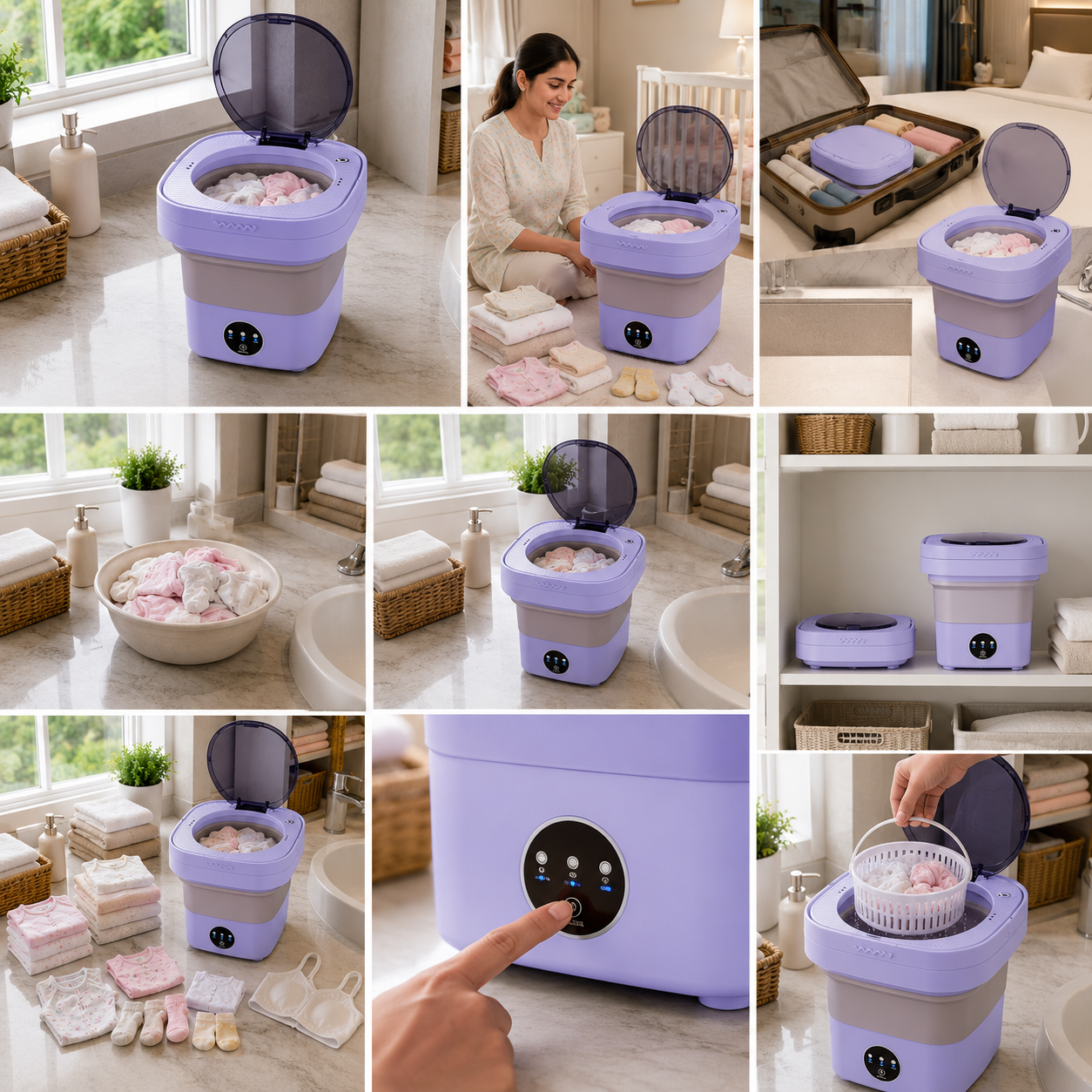 ELIZAUX Foldable Mini 7L Washing Machine for Small Clothes | Travel | Baby Care