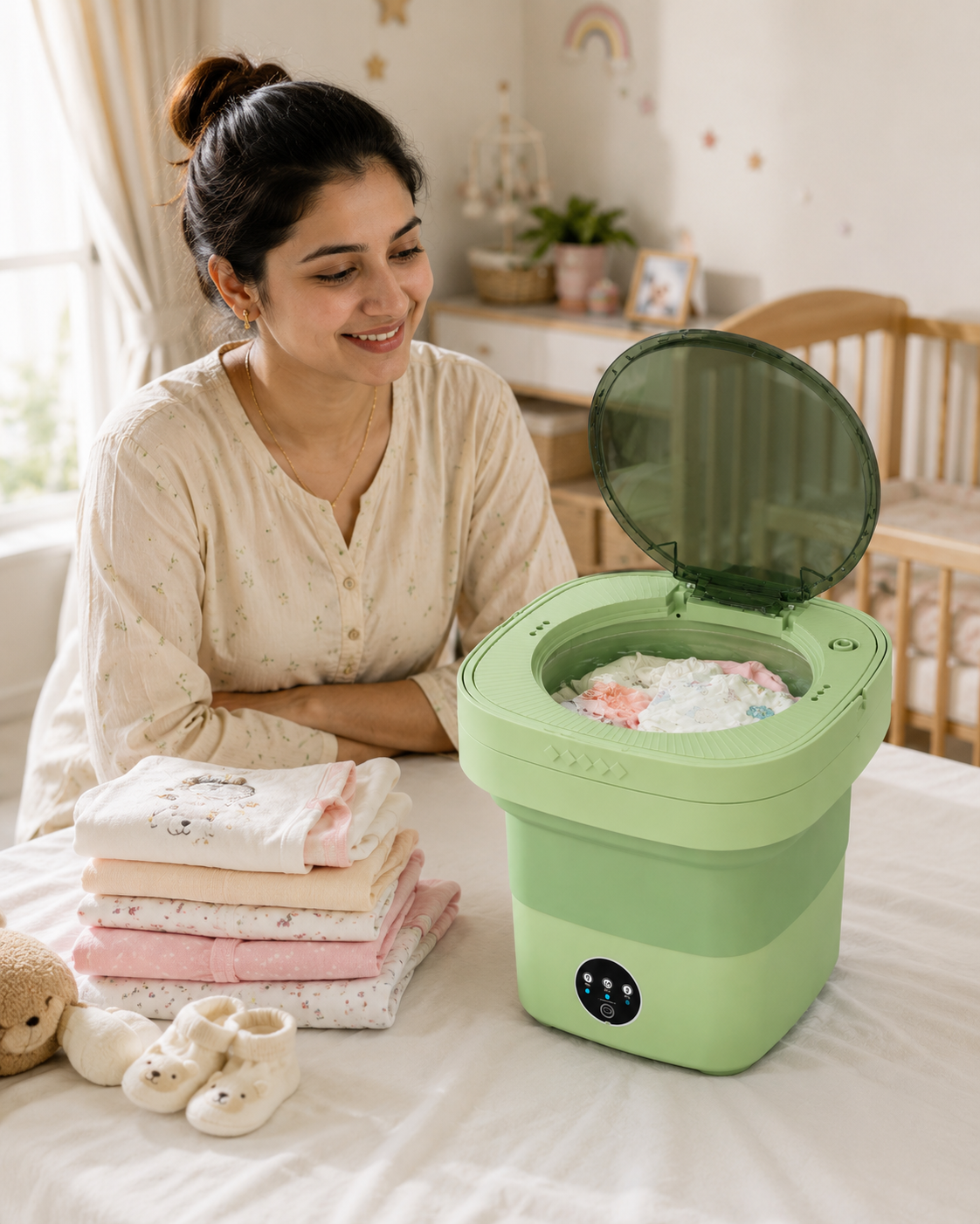 ELIZAUX Foldable Mini 7L Washing Machine for Small Clothes | Travel | Baby Care
