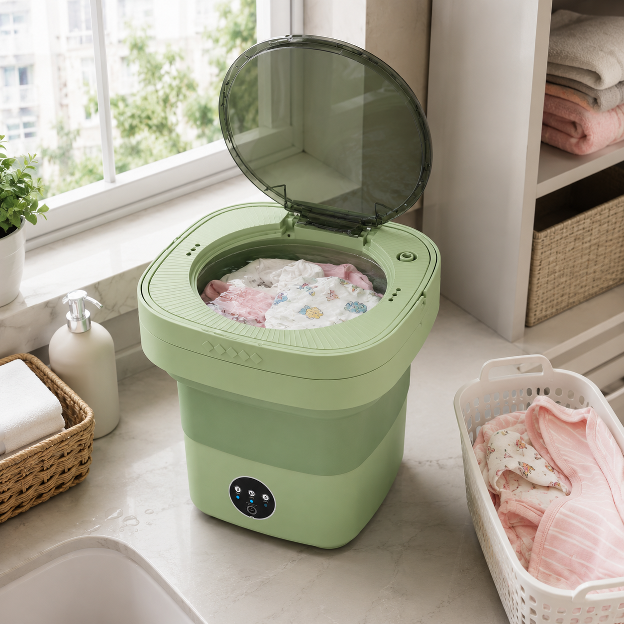 ELIZAUX Foldable Mini 7L Washing Machine for Small Clothes | Travel | Baby Care